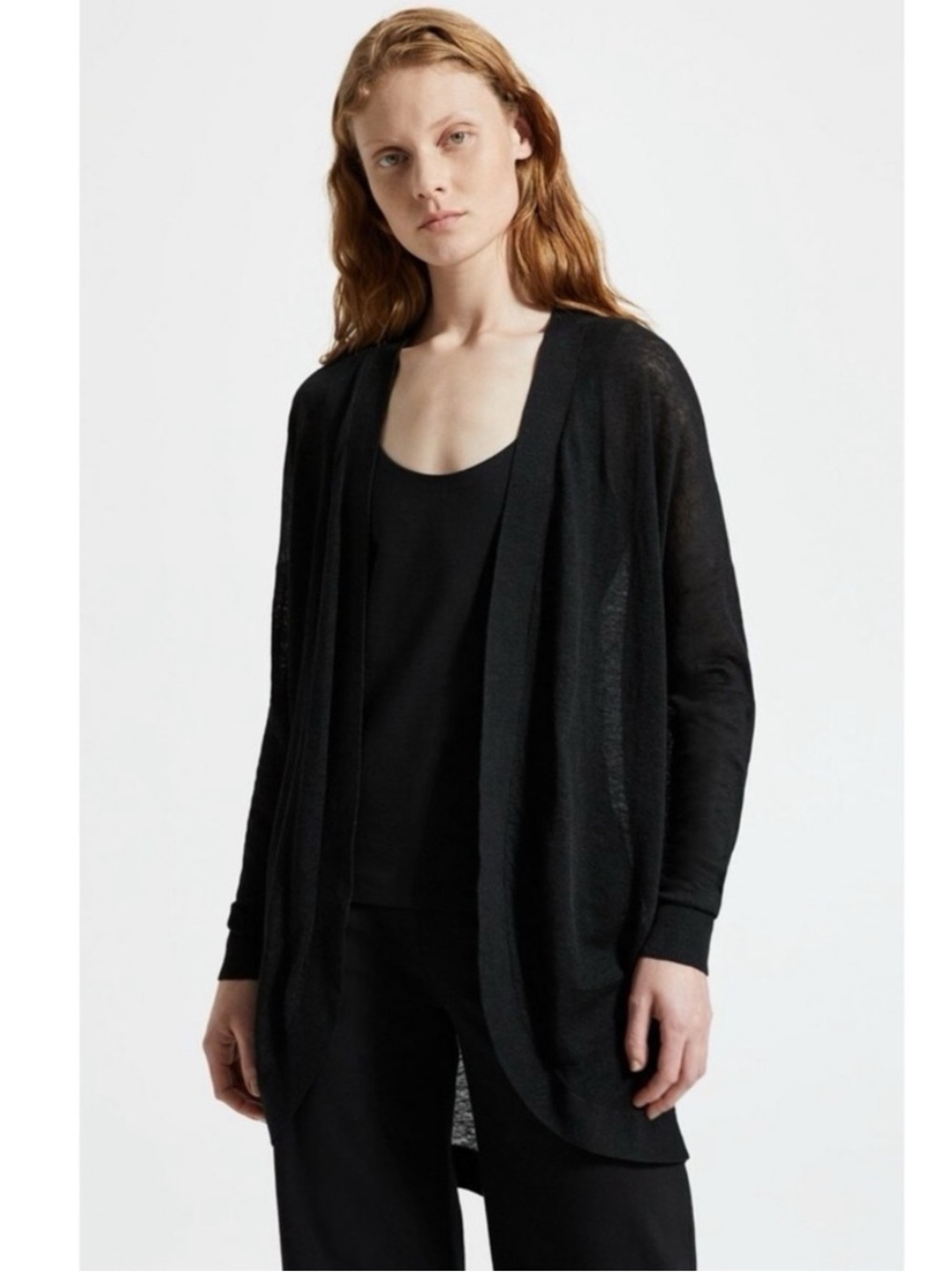 Theory Black Linen Cardigan
